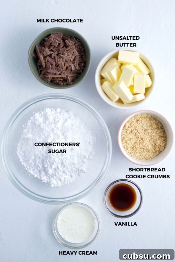 ingredients for buttercream and chocolate ganache