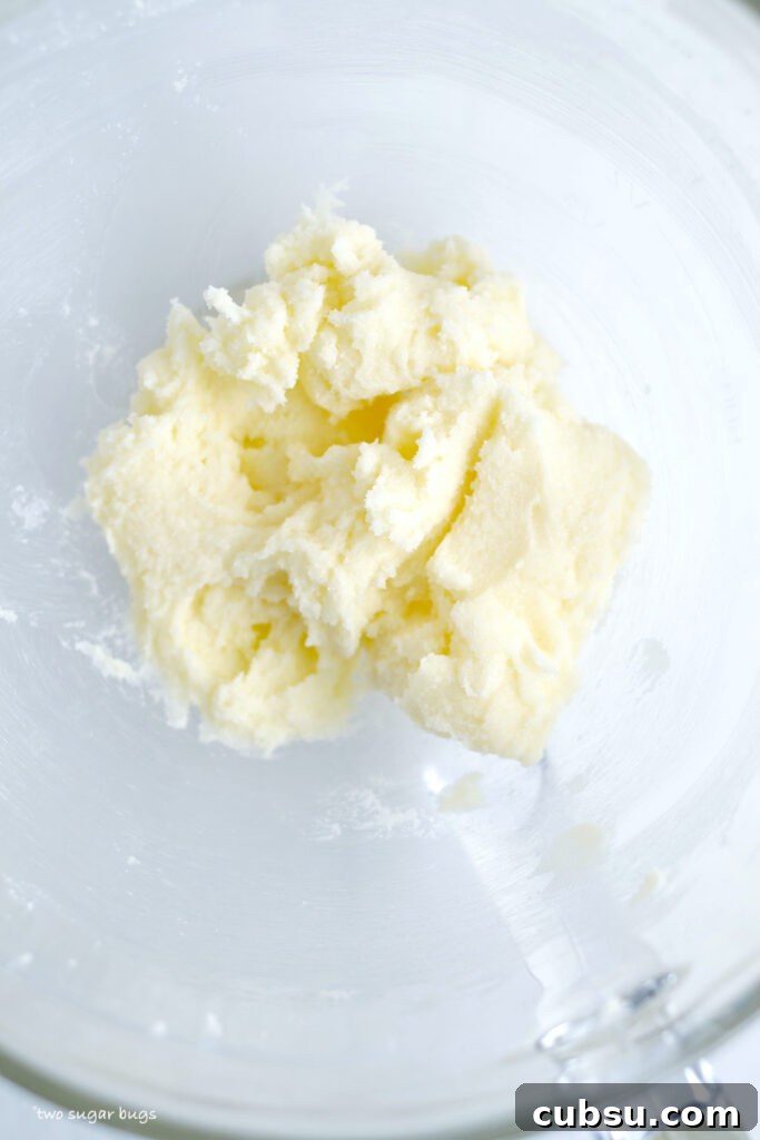 creamed butter and sugar in a bowl
